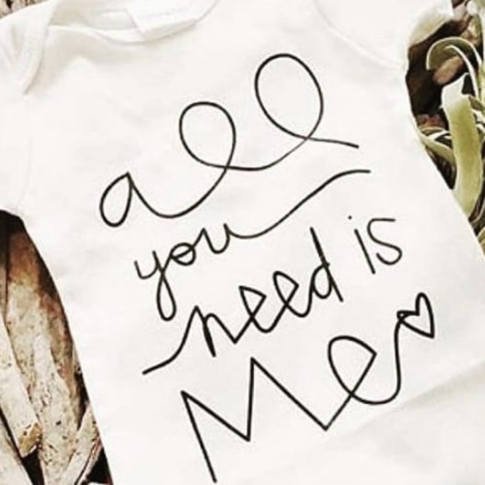 Tenth and Pine "All You Need is Me" Long Sleeved Organic Onesies